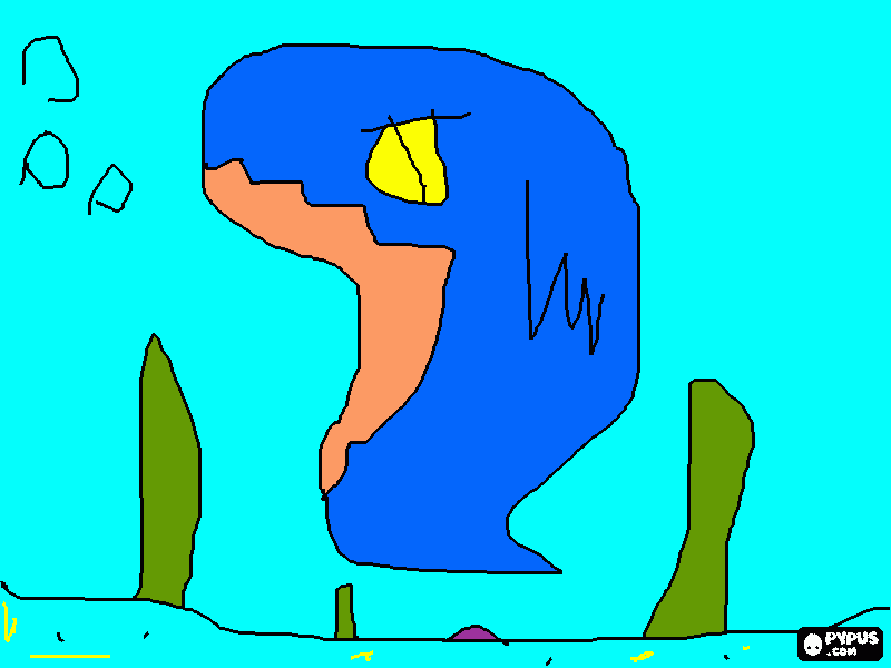 A scutt, 3 seaweeds, a stone, a sand, the water coloring page