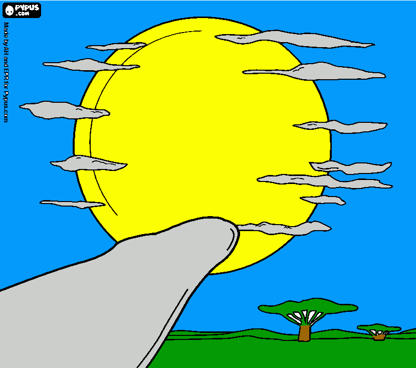 a sunset in the africa coloring page