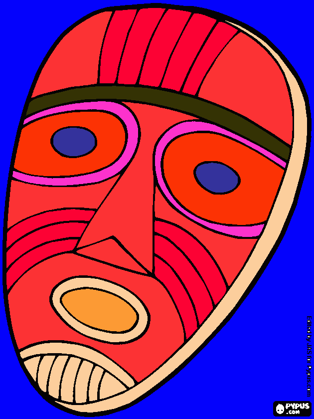 african mask coloring page