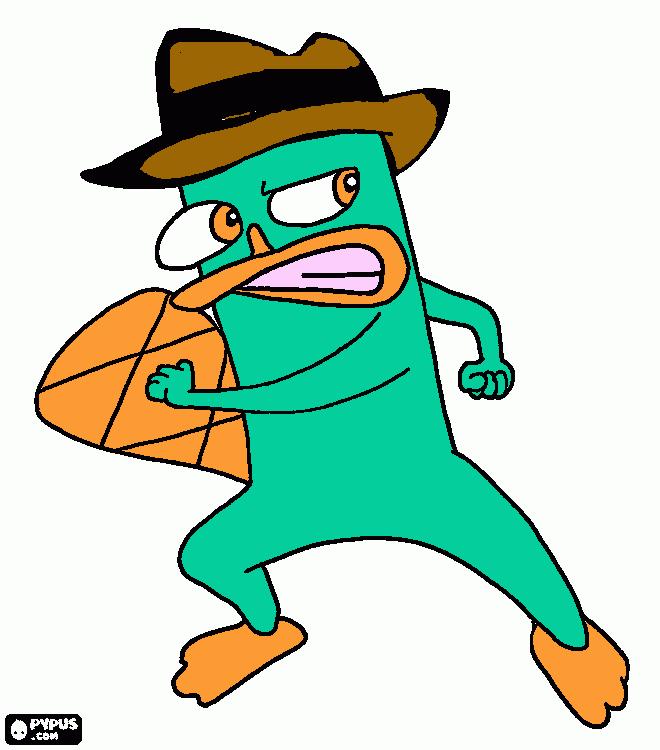 Agent P w/ spy hat on coloring page