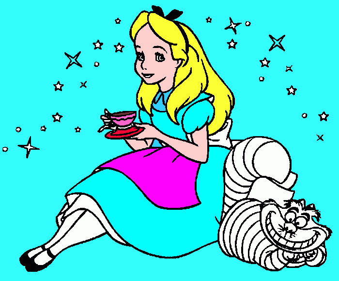 alicia en el pais maravilla coloring page