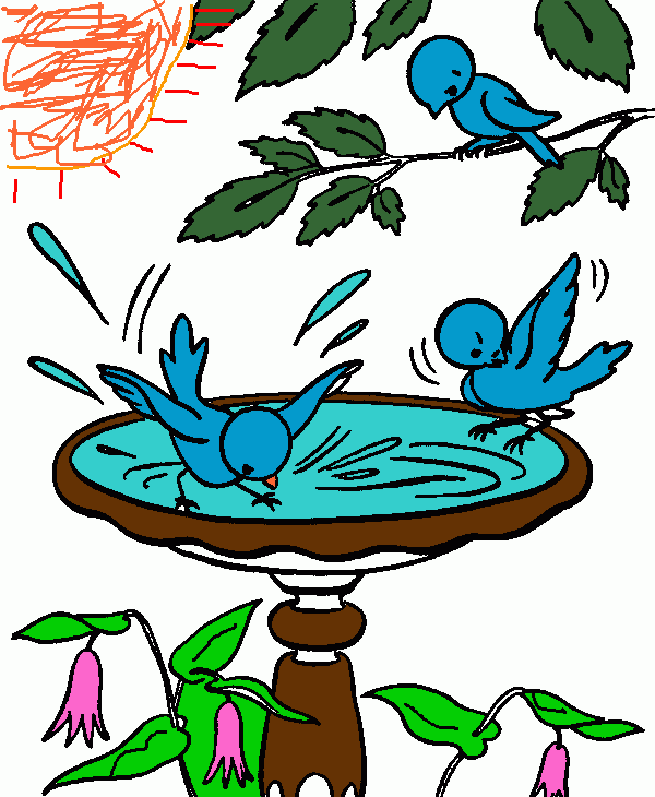 bird bath coloring page