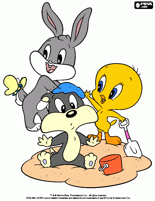 bugs tweets sliverster coloring page