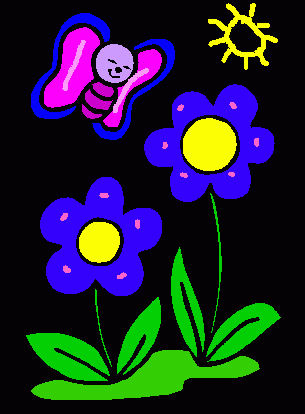 Butterfly hovering over flowers coloring page