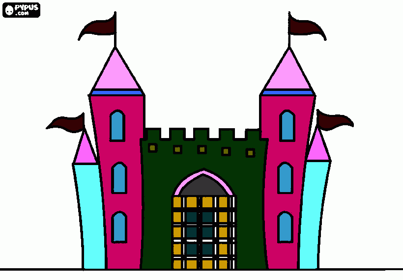 castle with big door  coloring page