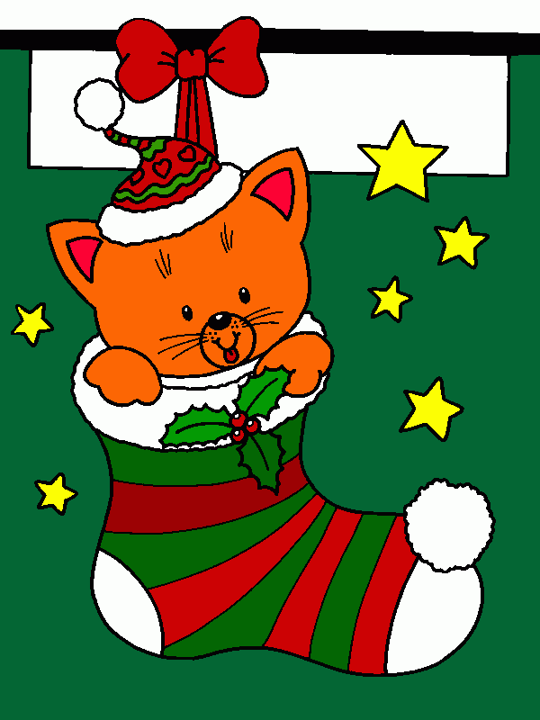cat in stocking coloring page