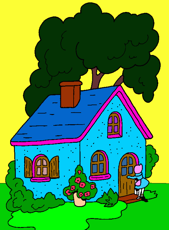 Cottage in the woods coloring page