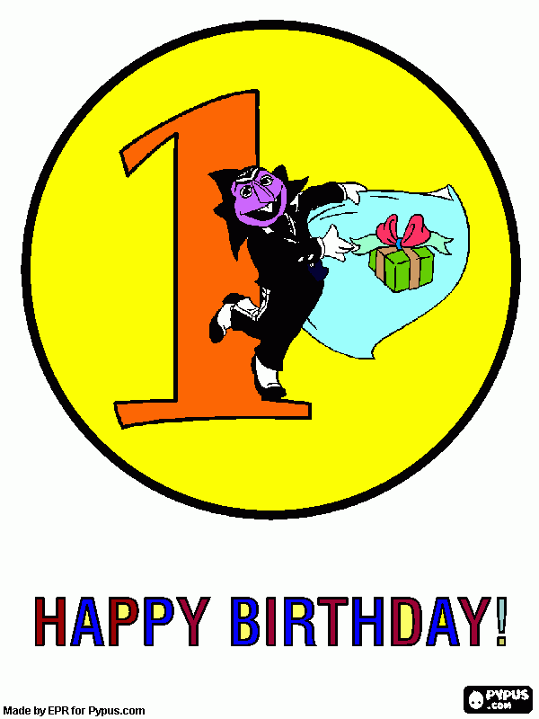 count dracula 1st bday coloring page