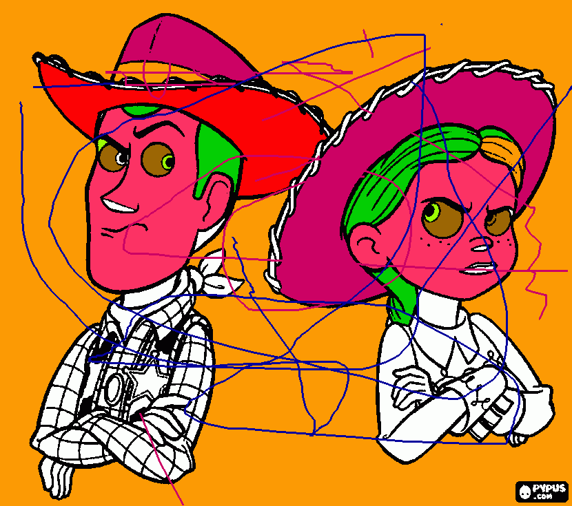 cross jessie and woody coloring page