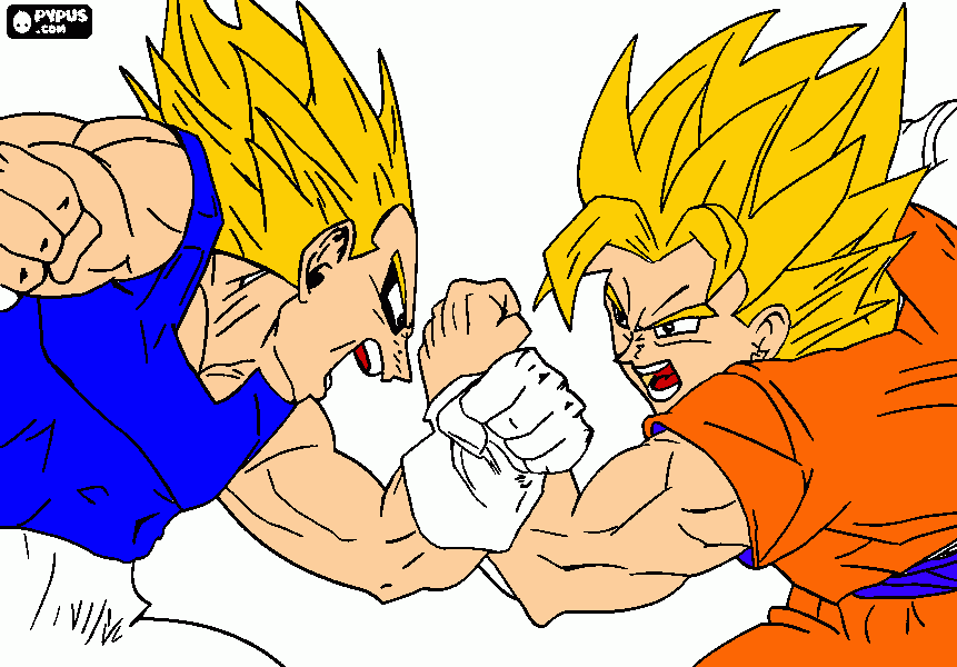 dbzgoku vs vegeta coloring page