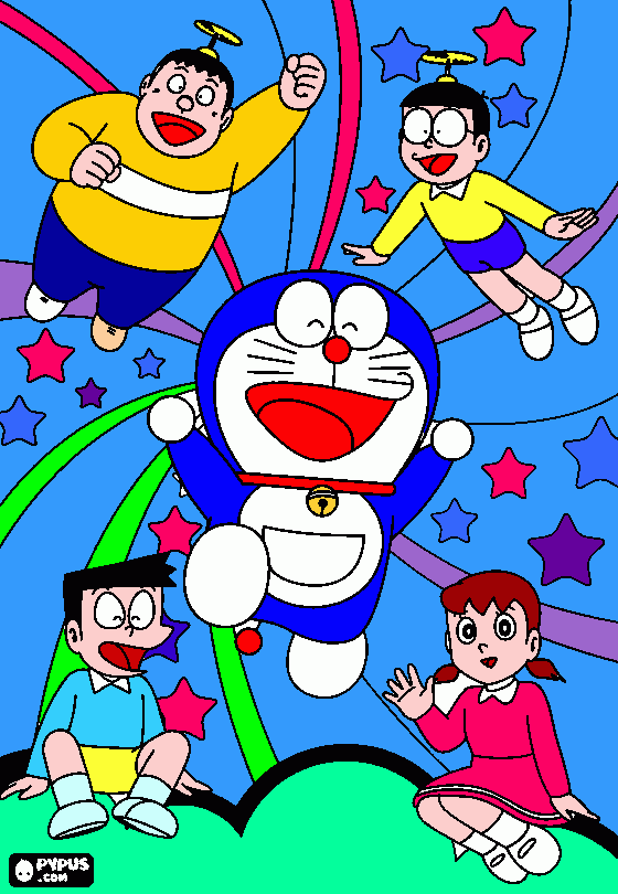 doramon all friend coloring page