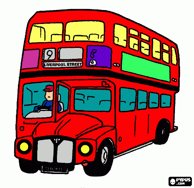 double decker bus coloring page