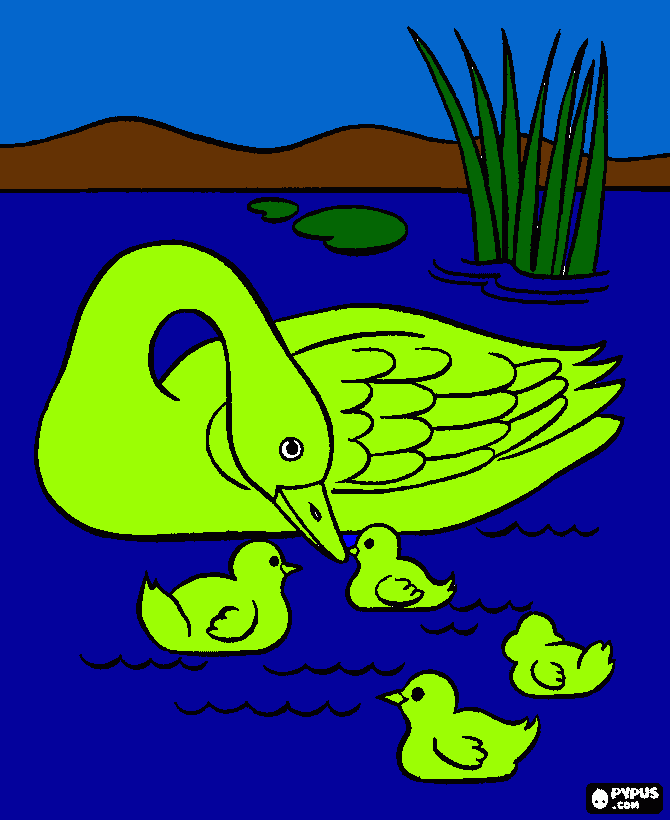 duck and water painting coloring page