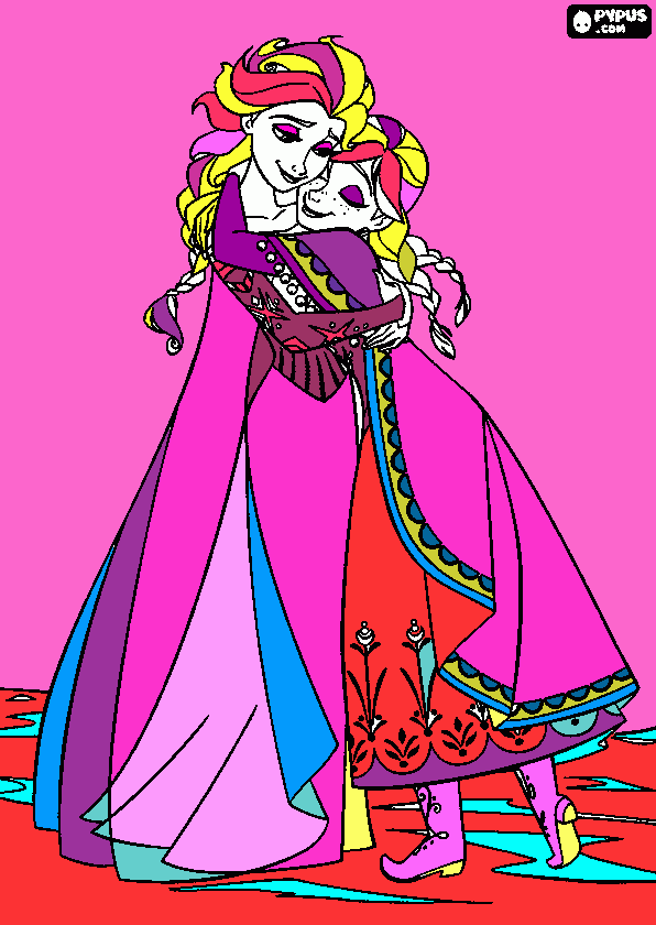 elsa and anna hugging coloring page