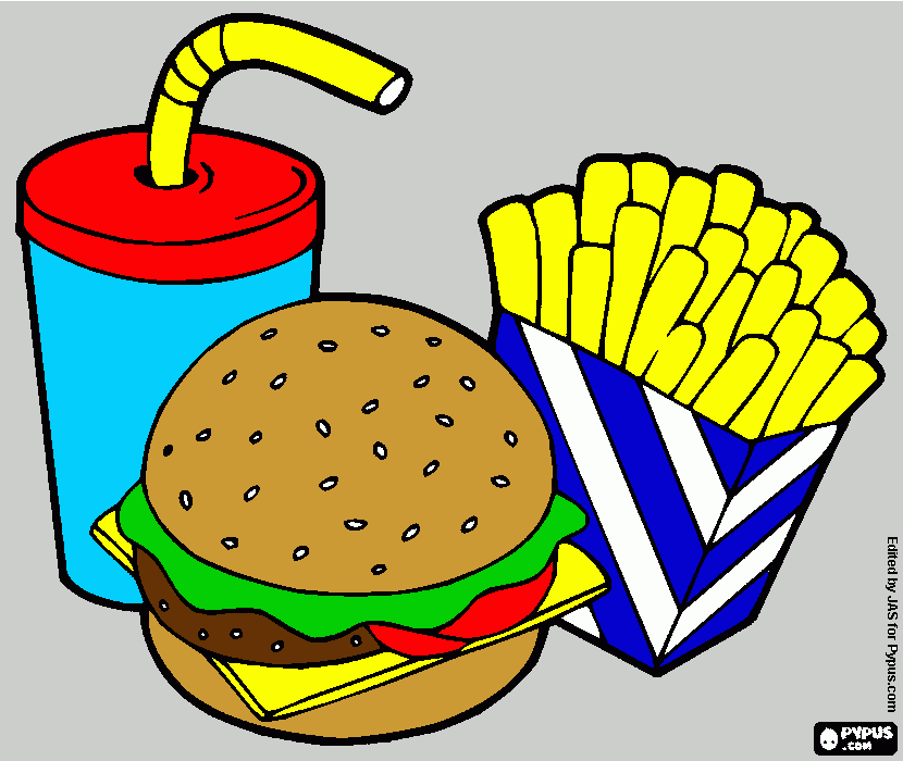 fast food complete menu coloring page