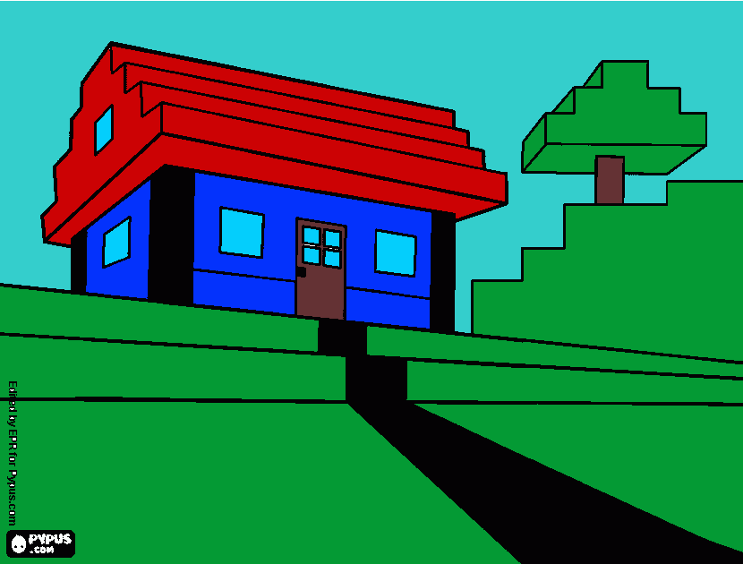 first house of minecraft coloring page