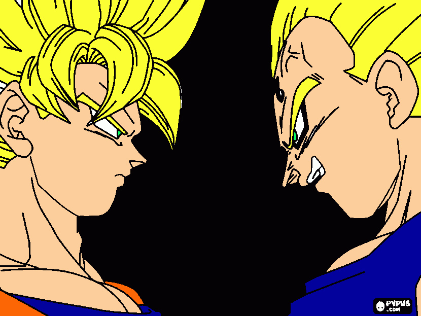 goku and majin vegeta coloring page