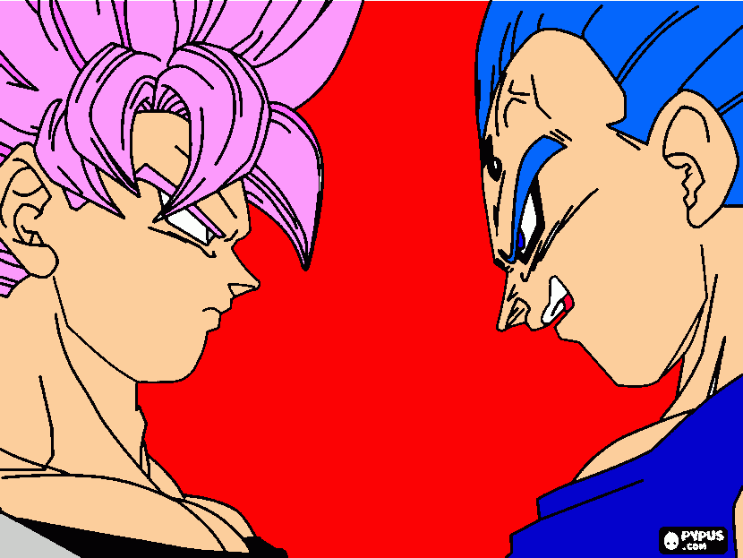 Goku Black SSJR Vs Majin Vegeta SSBE coloring page