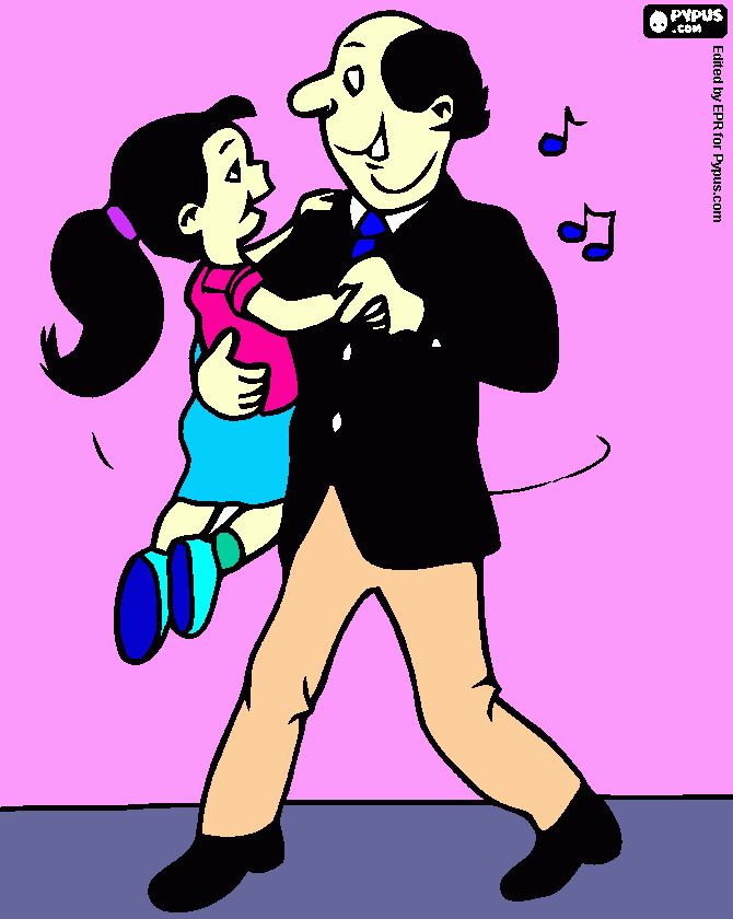 Grandfather with granddaughter coloring page