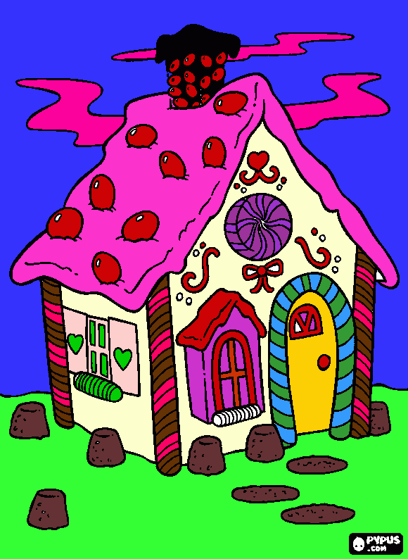 Hansel and Gretel yummy house coloring page