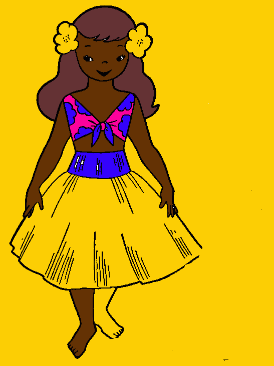Hawaiian girl doll coloring page