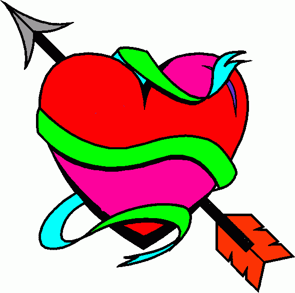 heart with arrow and ribbon coloring page