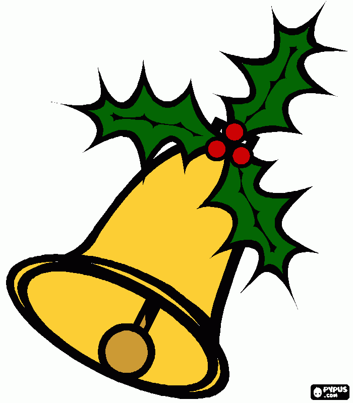 Holly with bell coloring page
