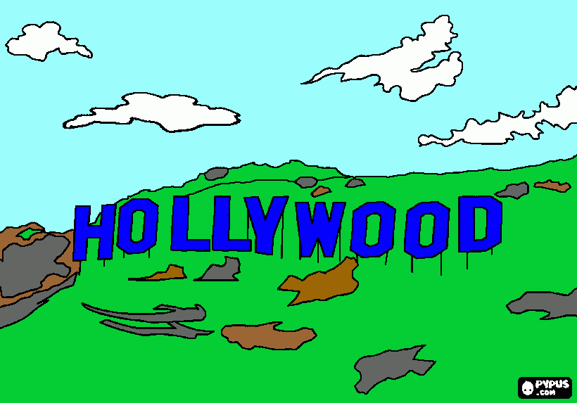 Hollywood Sign for poster board coloring page