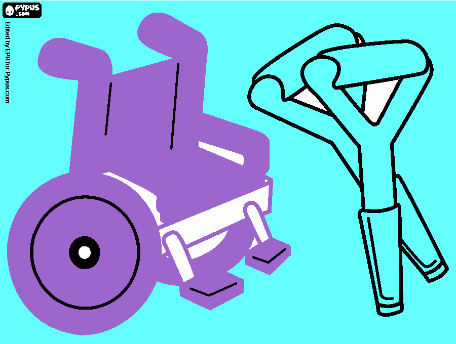 hospital with crutches and wheelchairs coloring page