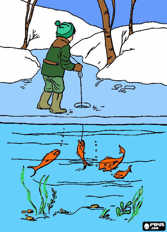 Ice Fishing coloring page