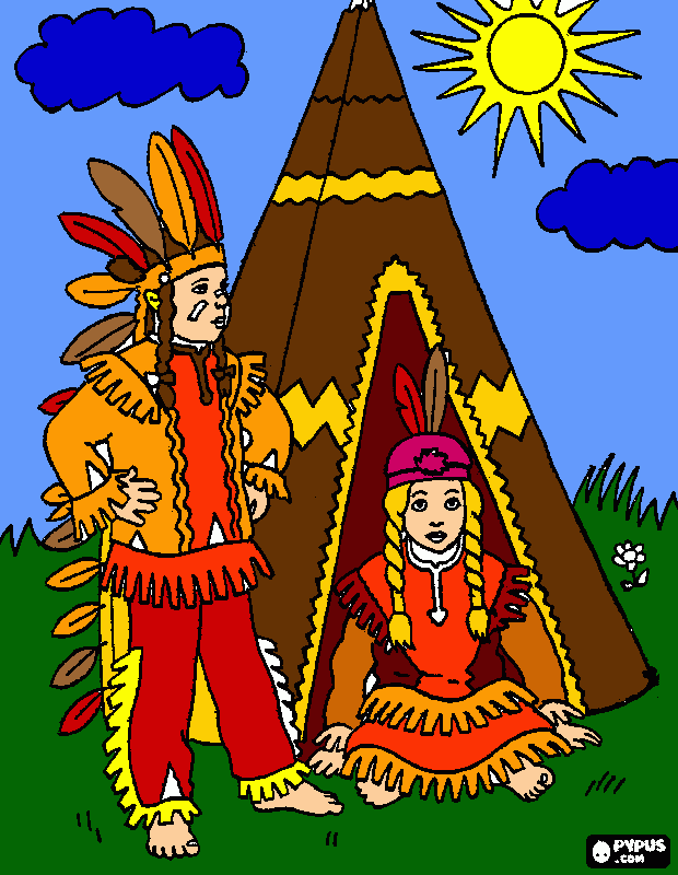 indians  coloring page