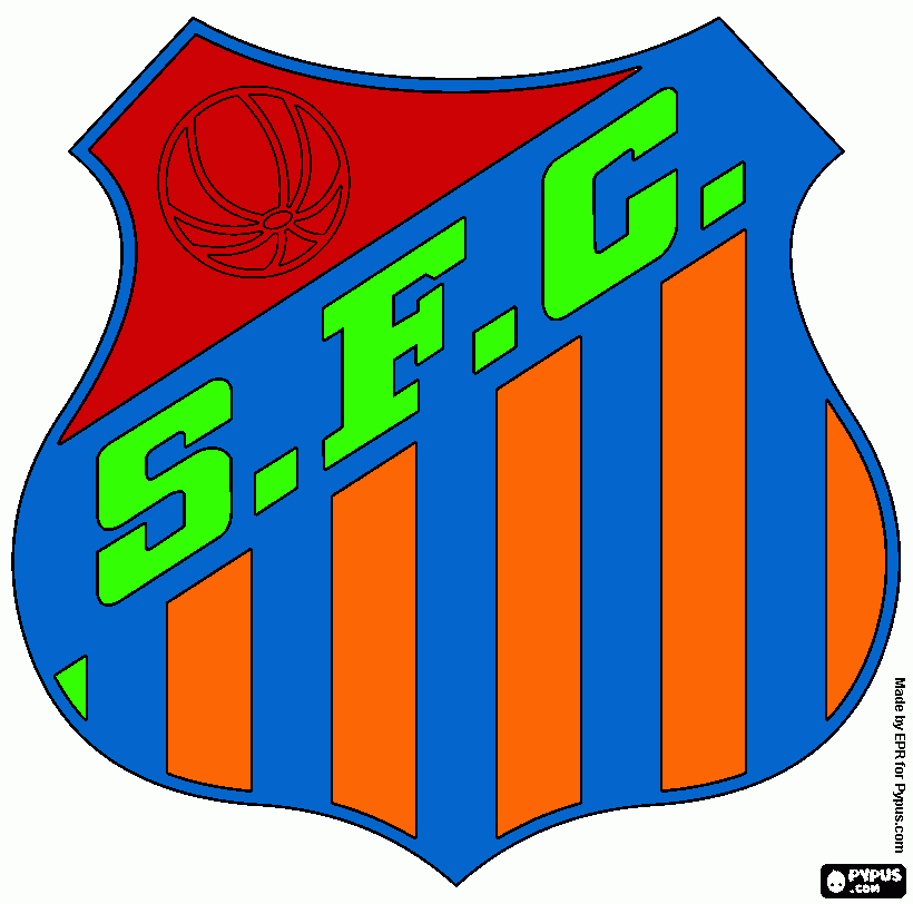Insignia of Santos FC, Brazilian Football Club  coloring page