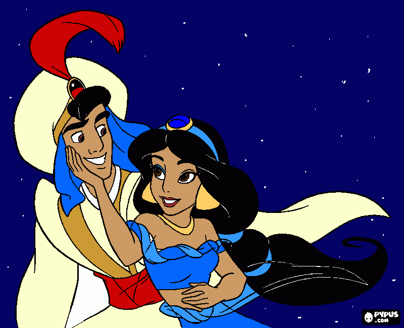 jasmine and aladin coloring page