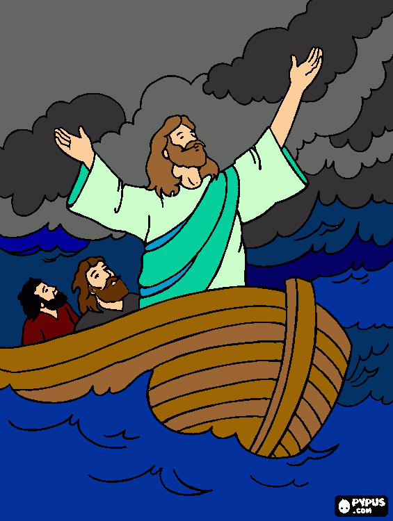 jesus calms storm coloring page