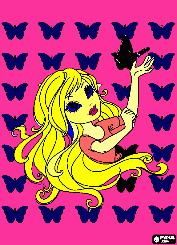 Katie with butterfly coloring page