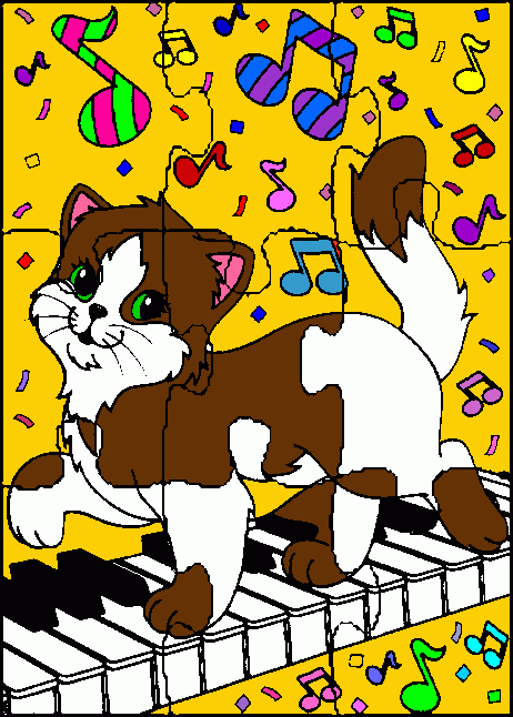 kitty playing piano coloring page