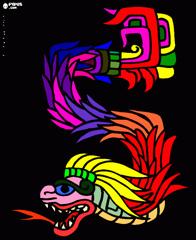 kukulkan,the plumed serpent coloring page