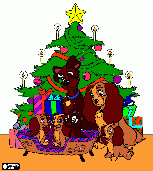 Lady and the Tramp and Puppies x coloring page