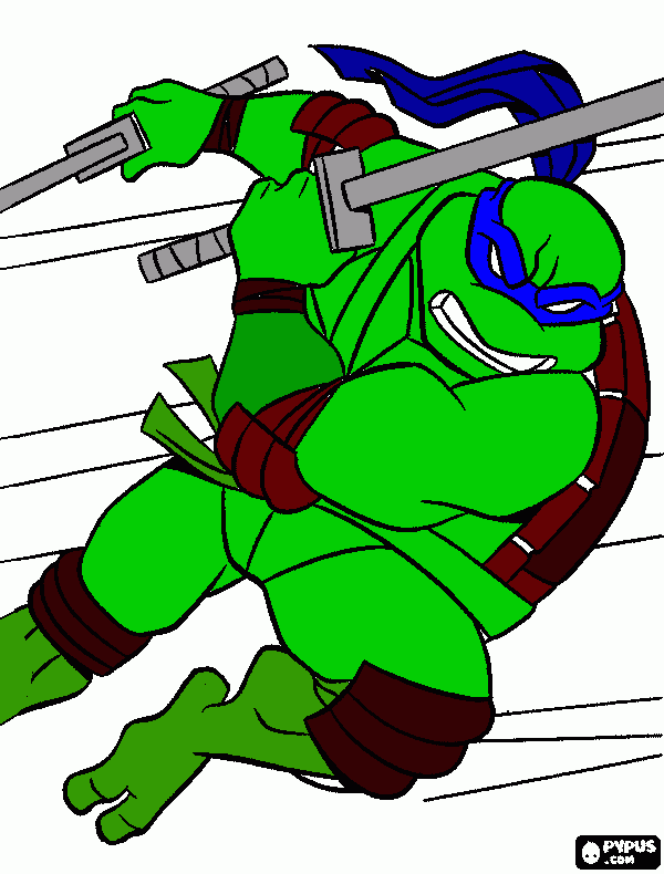 leonardo w swords coloring page