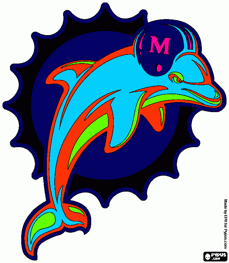 Logo of Miami Dolphins, american football team  coloring page