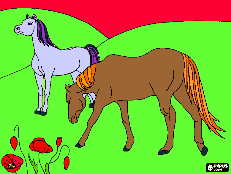 Lovak a réten coloring page