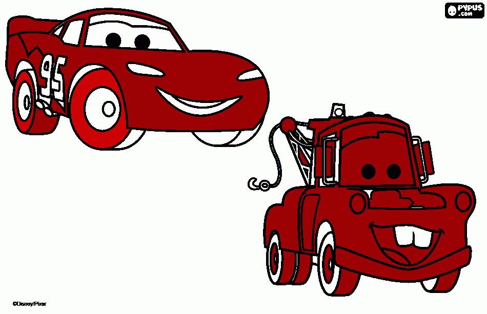 Mac  queen  and tow  mater coloring page