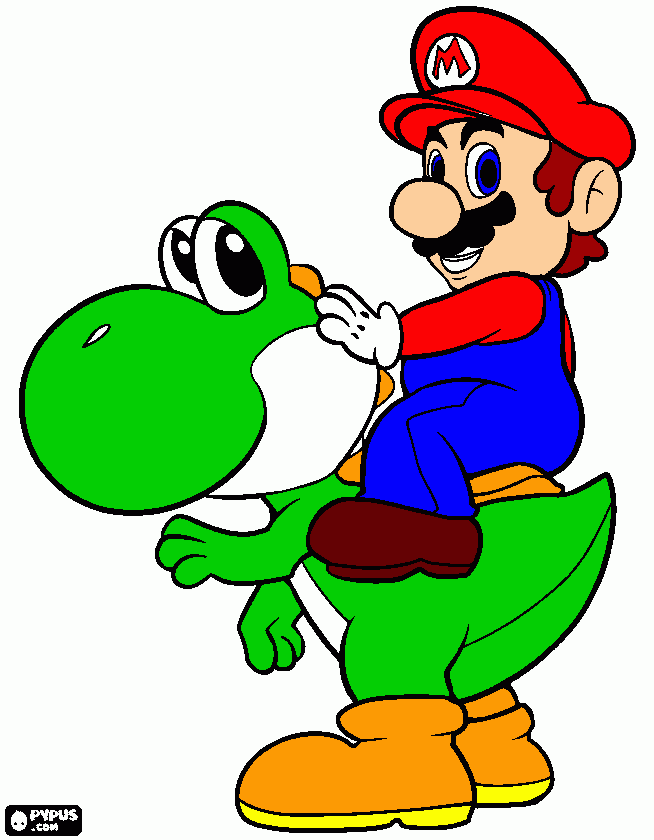 mario and yoshi coloring page