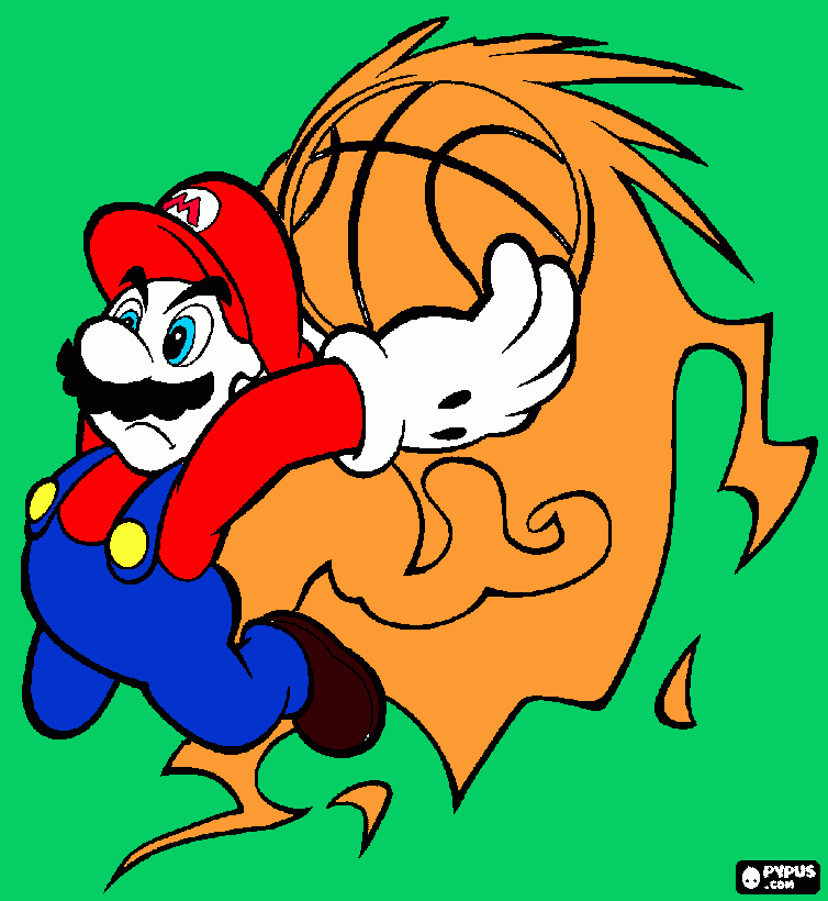 mario fireball coloring page