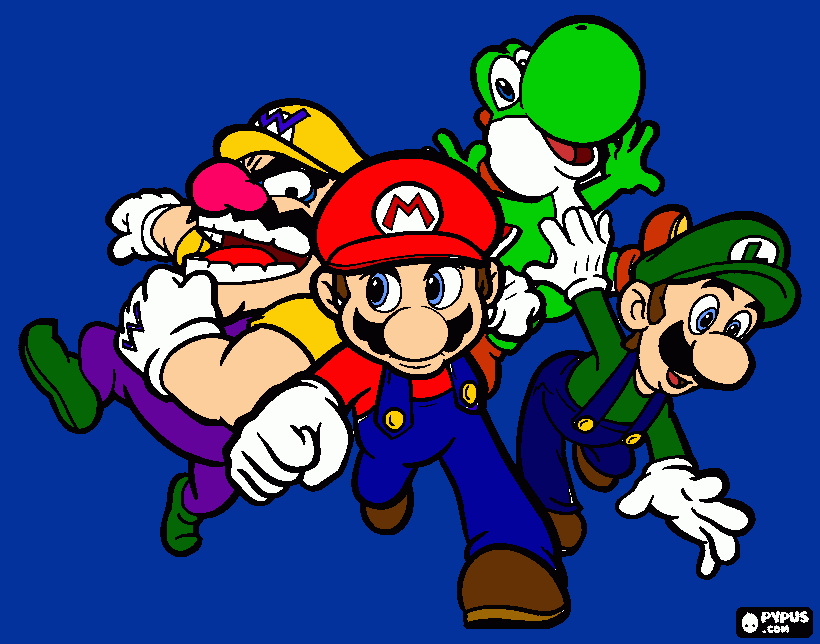 MarioLuigiYoshiWario coloring page