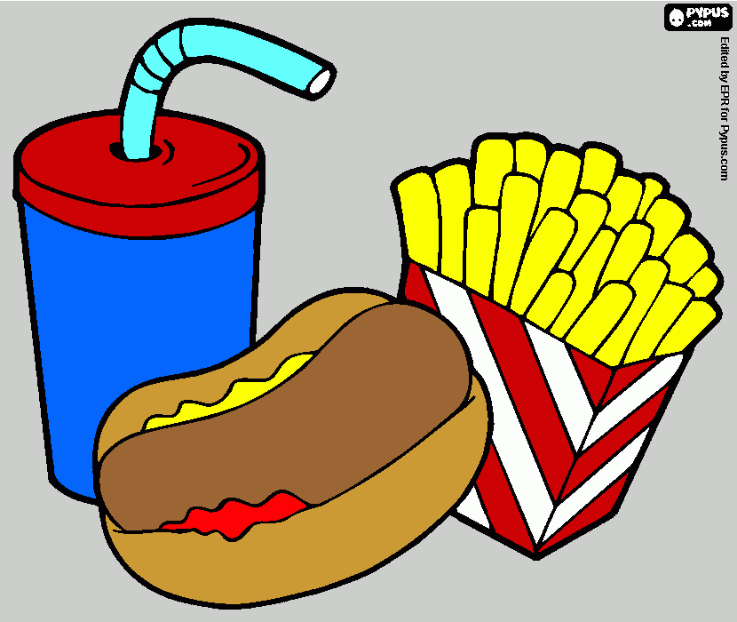 menu with hot dog coloring page