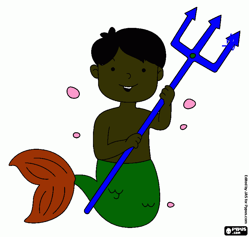 mermaid boy coloring page