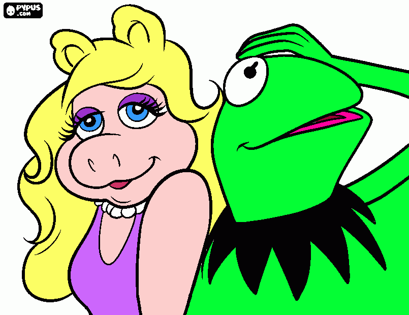 miss piggy and kermit coloring page