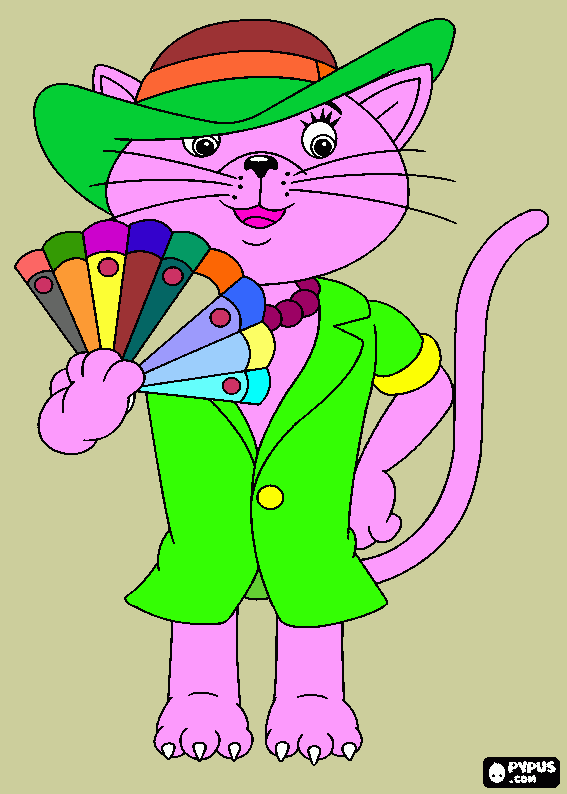 miss pink cat coloring page