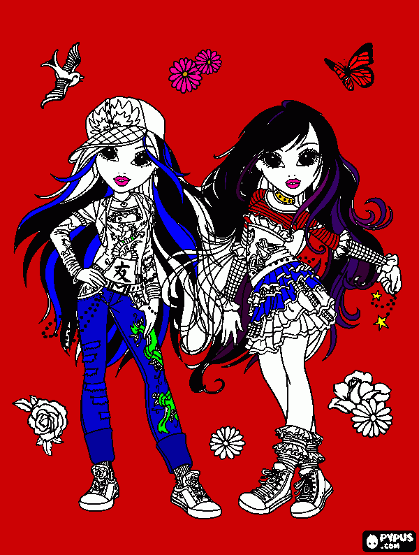 moxie girlz (sisters) coloring page